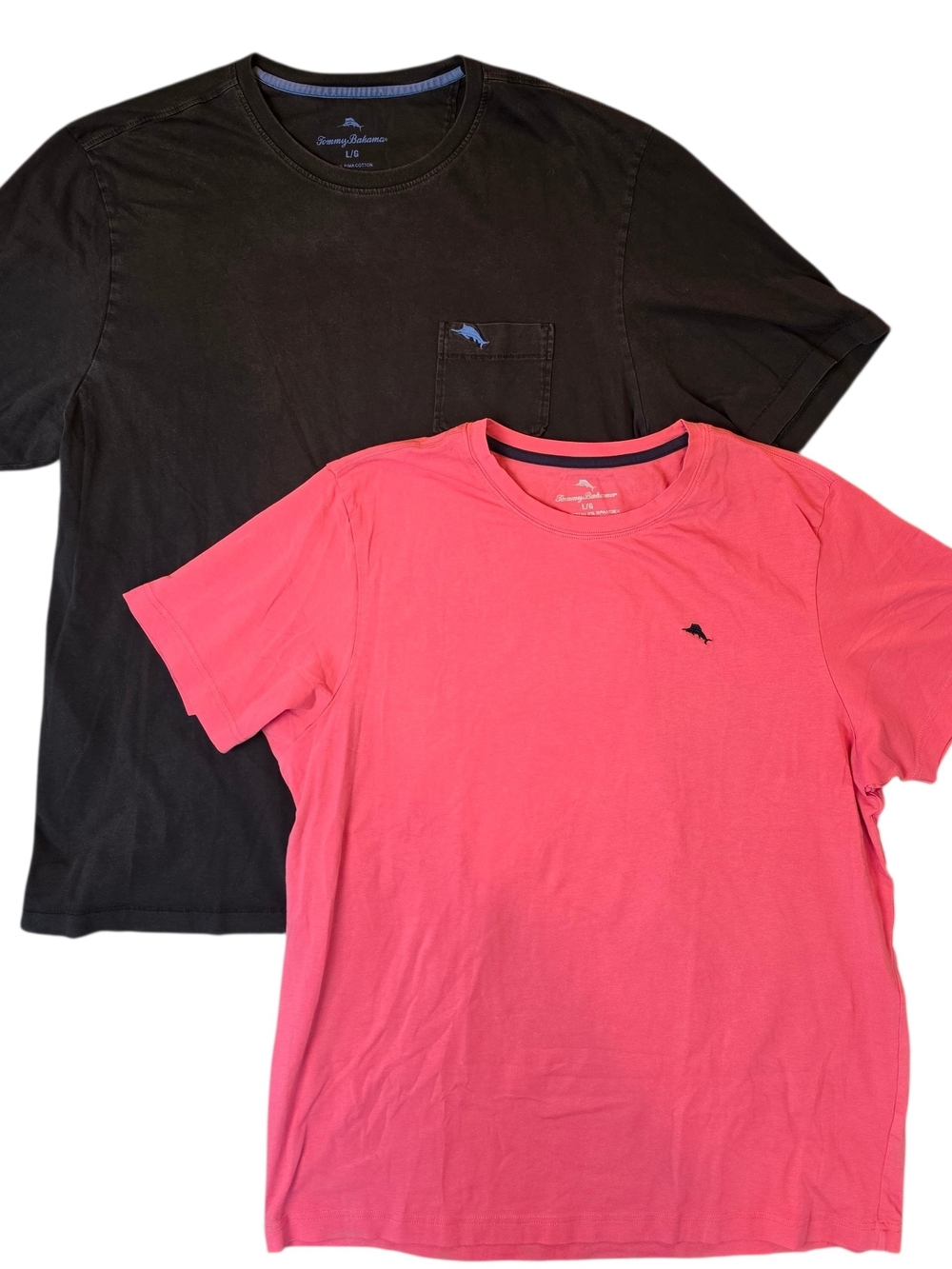 Tommy Bahama Mens T-Shirt Large Black Pink Beach Travel Preppy Sporty Resortwear